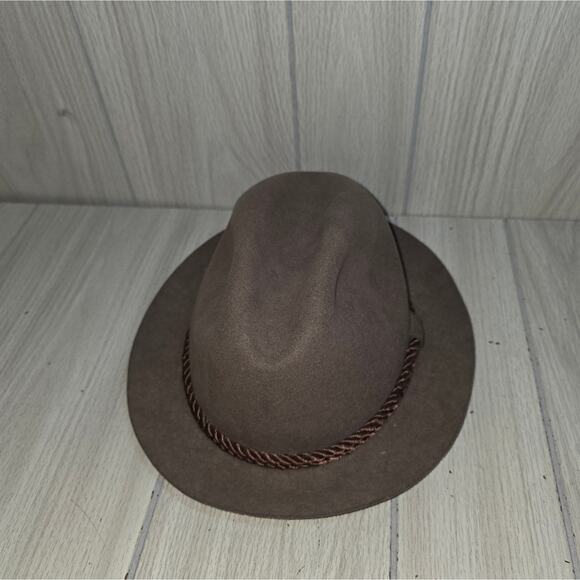 Vtg Wool Brown/Gray Fedora Hat 7 1/8 USA Made Pedigree Fifth Ave New York - Picture 2 of 12